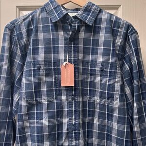 Blue Plaid Button-Up Shirt